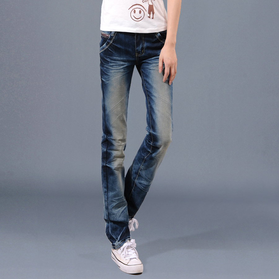 Free shipping 10 - 556 jeans straight pants female plus size slim 2013 casual long trousers loose