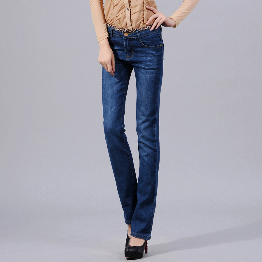 Free shipping 10 - 6858 elastic plus size flare trousers boot cut leopard print jeans female 2013