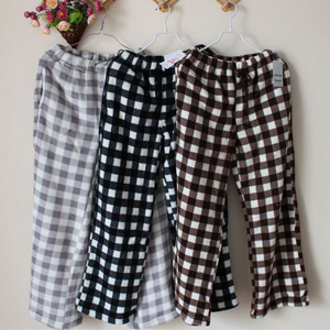 free shipping 10 coral fleece check dot female trousers pajama pants plus size