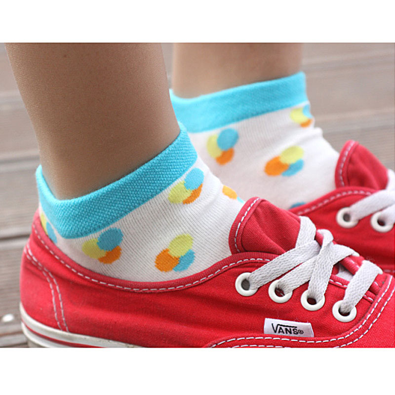 Free Shipping! 10 Pairs 2012 AMIO socks multicolour candy color sock slippers polka dot 100% cotton female sock w170