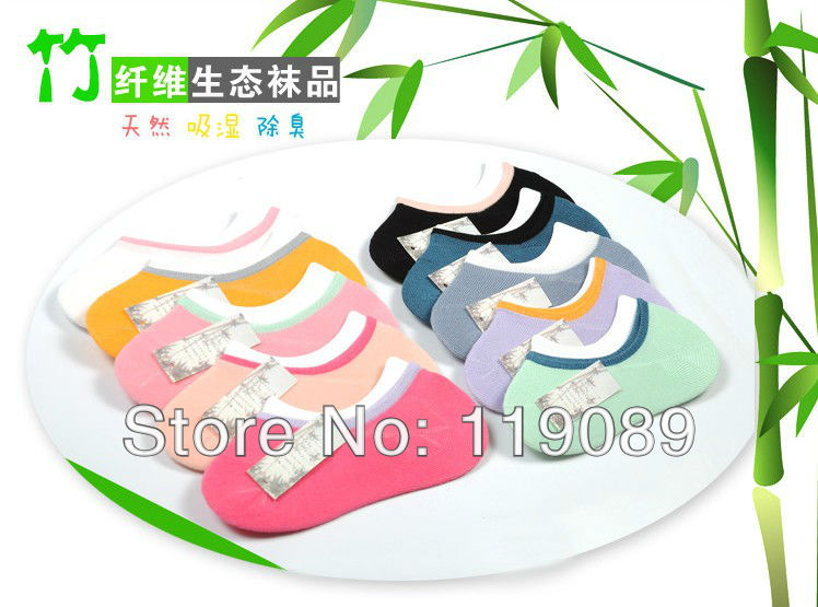 Free Shipping 10 pairs Candy Colors Bamboo Fiber Womens Fashion Low Cut Ankle Crew Slipper Socks