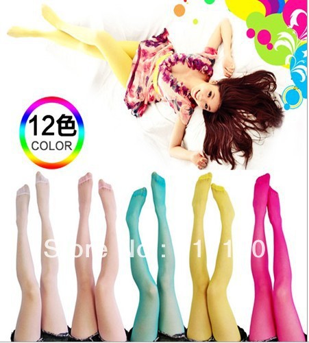 Free shipping 10 pairs of transparent spring  summer  ultra-thin ms candy color sexy color silk socks, tights