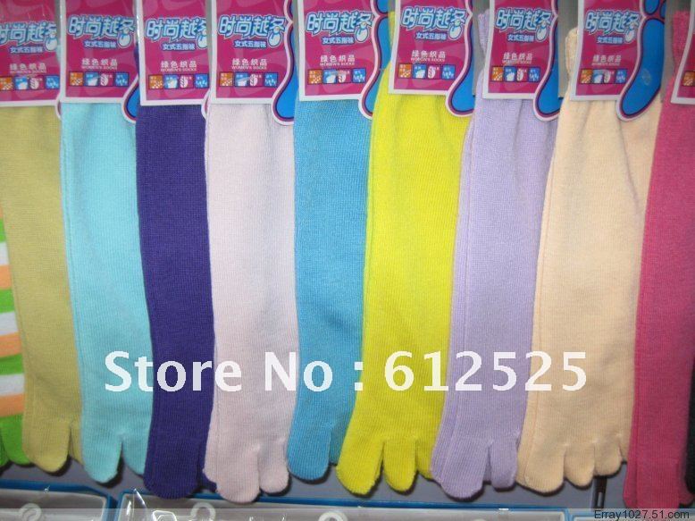 Free shipping (10 pieces/lot)  Monochromatic finger socks stockings cotton socks five toe socks