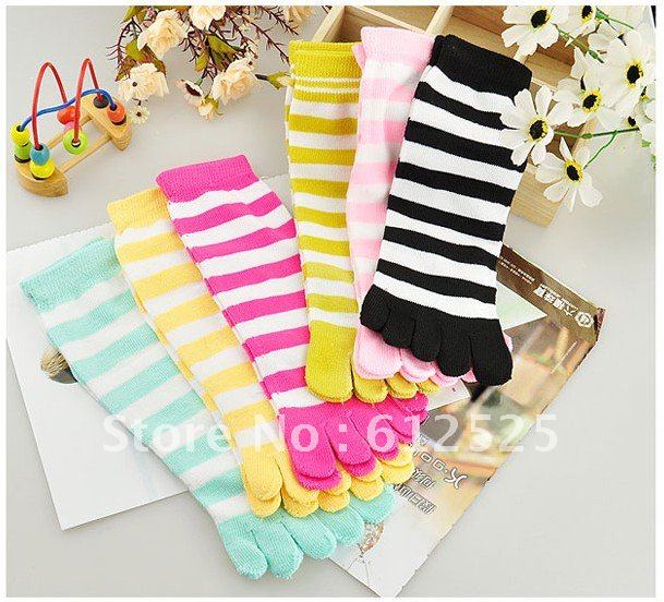 Free shipping (10 pieces/lot) Turquoise stripes/stockings/finger socks