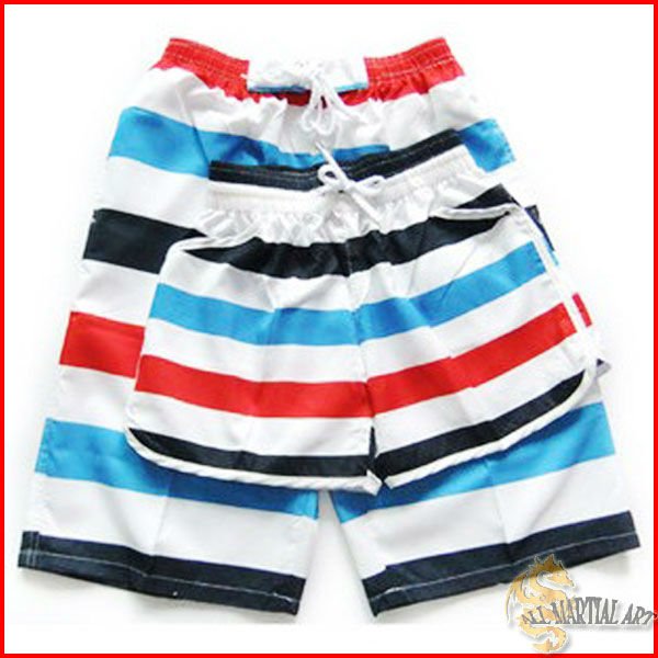 Free Shipping 10 Sets / 20 pcs Couples Rainbow Stripe Casual Beach Shorts Swim Trousers Sport Shorts Men & Women (CTS016) !!