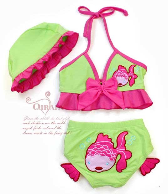 Free shipping 10 sets/lot,Kid's /girls' swimwear with fish separate suit wholesale, Hot Sell !