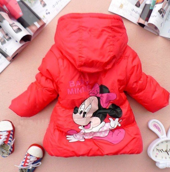 Free shipping 100% 2012 New Winter cotton Girls Children's coat Minnie design the dim thick coat (4PCS/lot)
