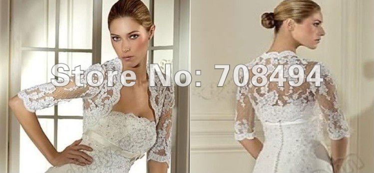 Free shipping 100% best selling half sleeve elegant lace edge wedding jacket for bride bridal dresses accessories-perfect gowns