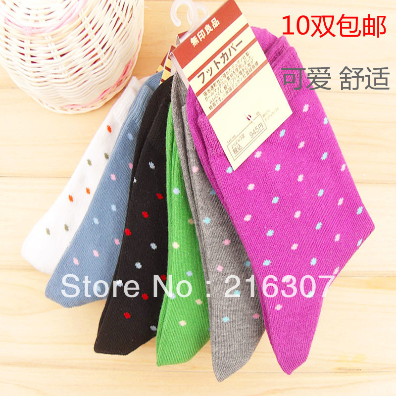 Free Shipping 100% cotton dot socks multicolour cotton socks