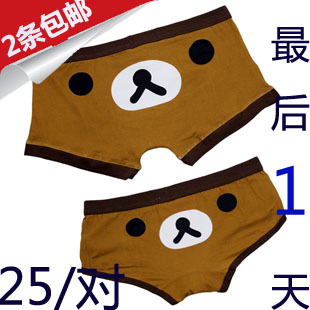 free shipping 100% cotton lovers panties male boxer panties lovers underwear women's shorts briefs cartoon easily bear sexy