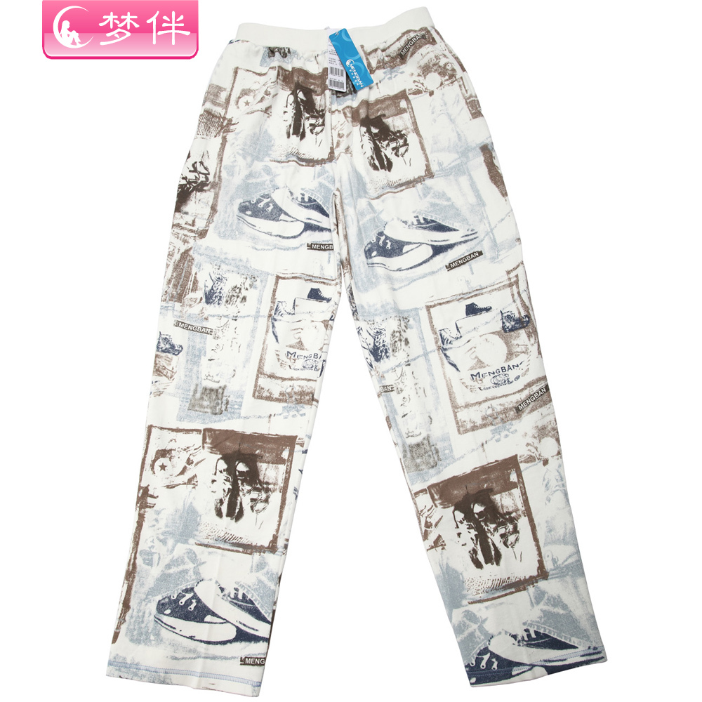Free shipping 100% cotton male pajama pants spring and autumn trousers at home pants sleepwear lounge m275