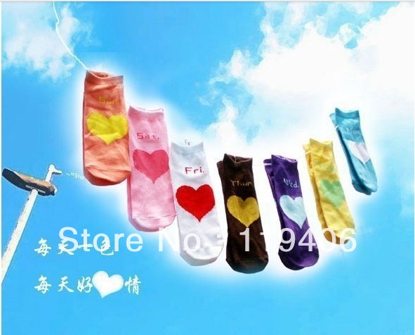free shipping 100% cotton men and women fashion week socks / wholesale and resale / 7 pairs in one opp