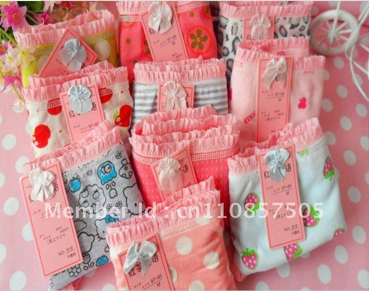 free shipping 100%  cotton mix styles dot style good quality cheap price cotton panty