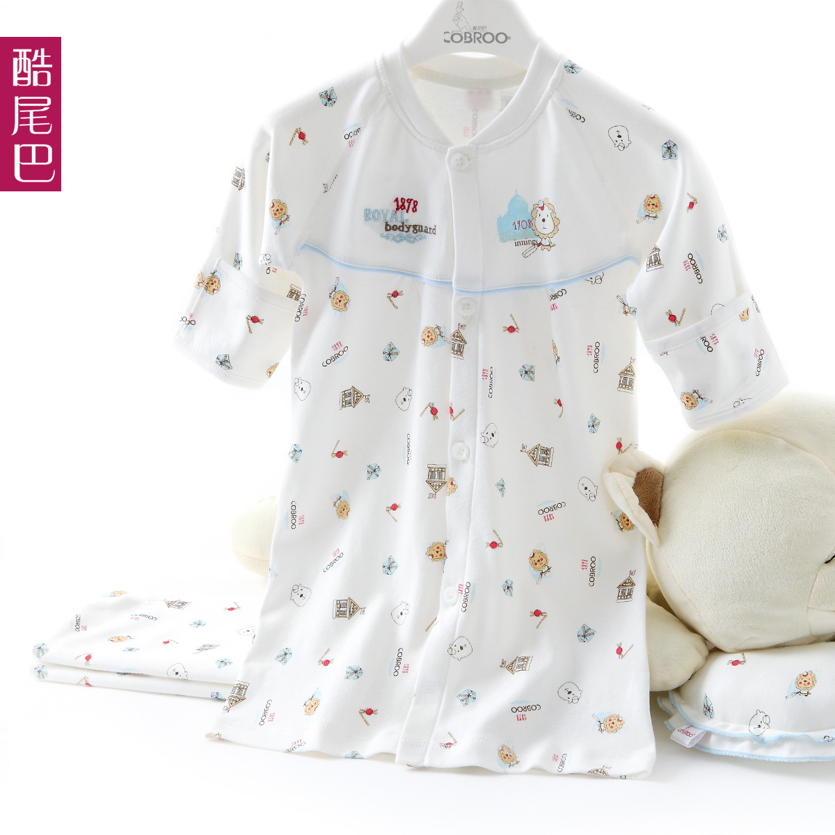 Free shipping 100% cotton newborn supplies baby sleepwear summer 100% cotton child robe lounge