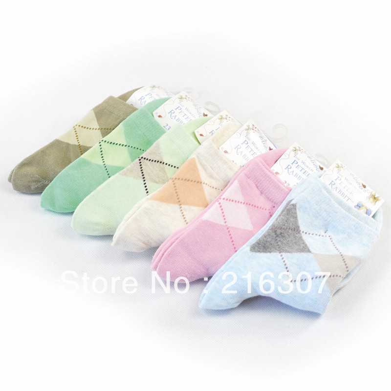 Free Shipping 100% cotton socks dimond plaid candy socks