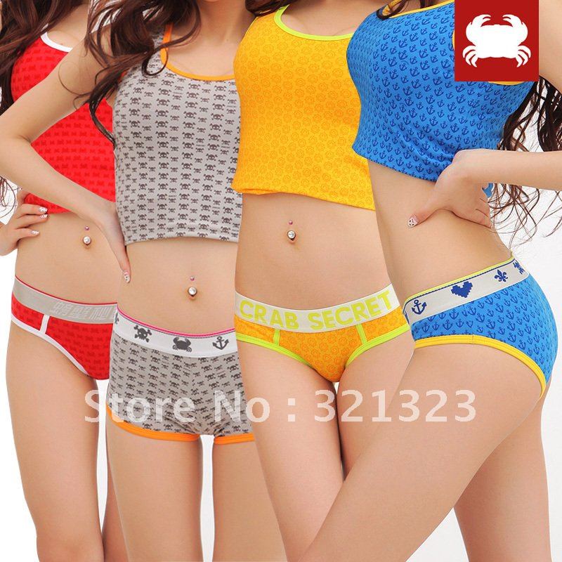 Free shipping  100%  Cotton underwear comfortable hip printing briefs