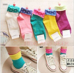 free shipping 100%cotton women dual purpose socks  casual dot designs 10pcs/lot