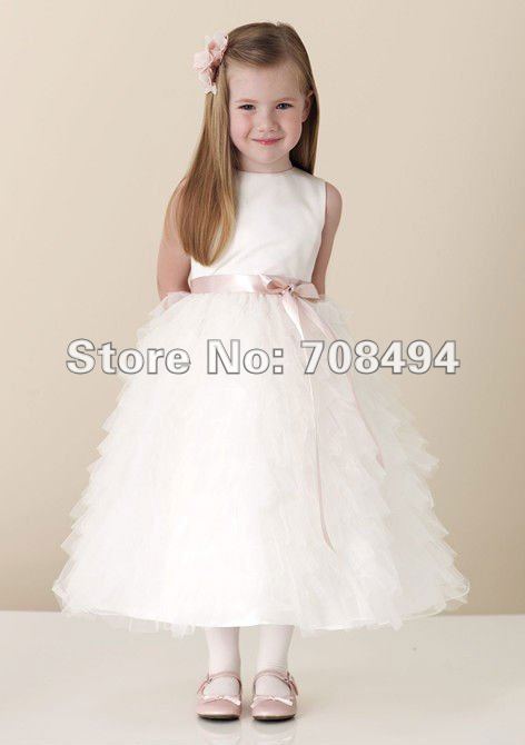 Free shipping 100% custom-made beautiful multi layers organza material flower girl Dress-perfect gowns