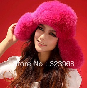 Free Shipping 100% Genuine Fox Fur Women Caps Hat  Excellent Quality and Reasonable Price