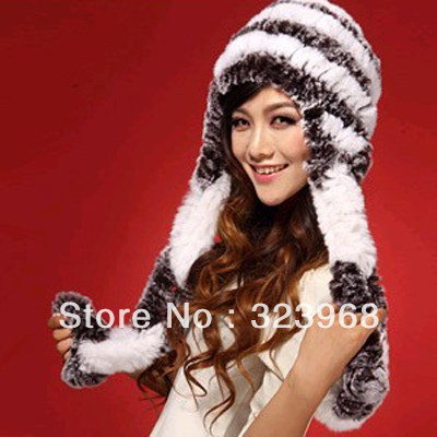 Free Shipping 100% Genuine Rex Rabbit Fur Caps Hat  Charm Stunning  Fashion Hot Sale