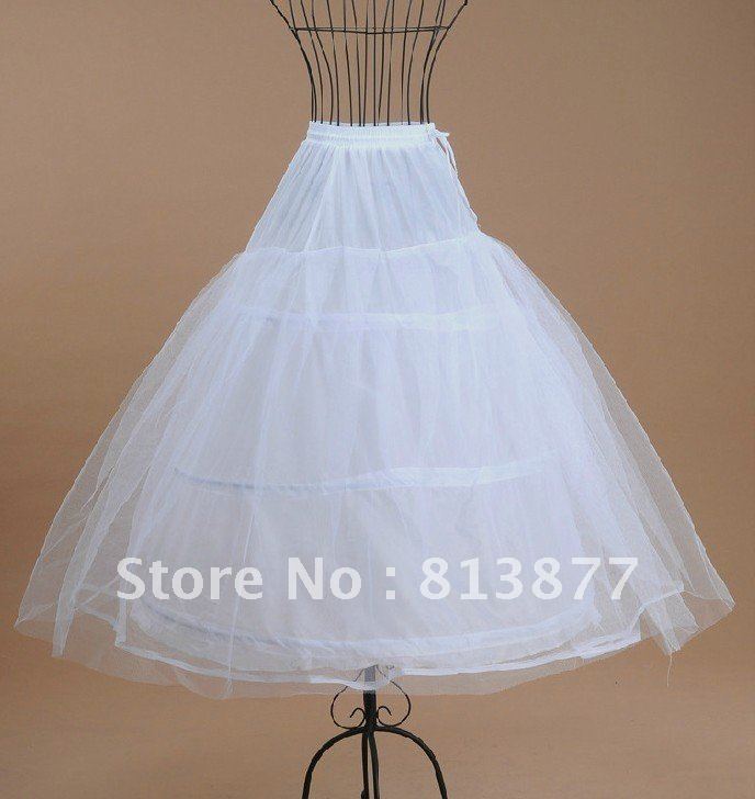 Free shipping 100%gurantee 3-HOOP 2-LAYER wedding bridal petticoat,underskirt,A-line Crinoline,chapel train,,adjustable