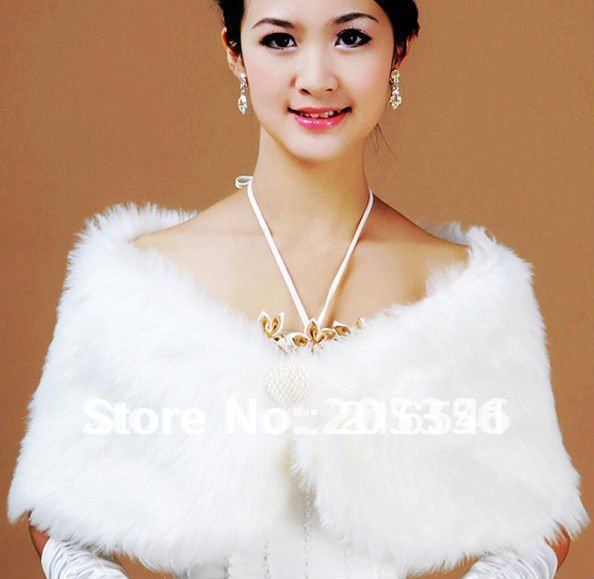 Free Shipping 100% Gurantee bridal wedding dress artificial/man-made fur shawl