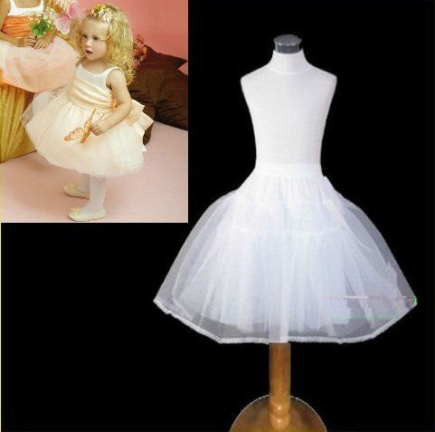 Free shipping 100%gurantee Flower Girl Layered Tulle Petticoat Slip,A-line Crinoline,chapel train,2 hoop,adjustable