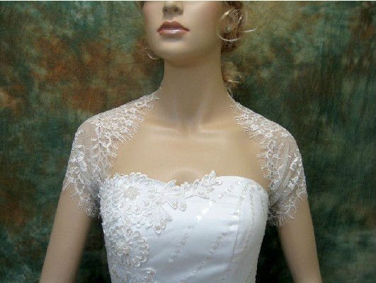 Free Shipping 100% Gurantee sexy lace edge half long sleeve wedding jacket/women jacket/bridalgown formal dress jacket