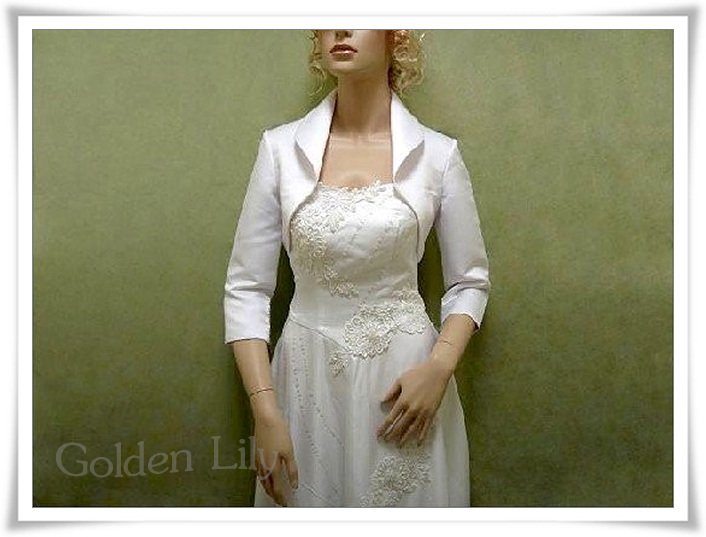 Free Shipping 100% Gurantee sexy  Satin 3/4 long sleeve wedding jacket/women jacket/bridalgown formal dress jacket wholesale