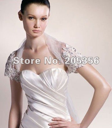 Free Shipping 100% Gurantee sexy tulle appliques stylish wedding dress women jacket