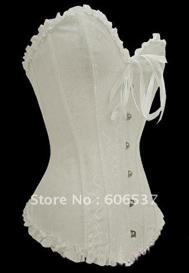 Free shipping!! 100% New Sexy Lingerie Bustiers White Underwear Corset with G-string