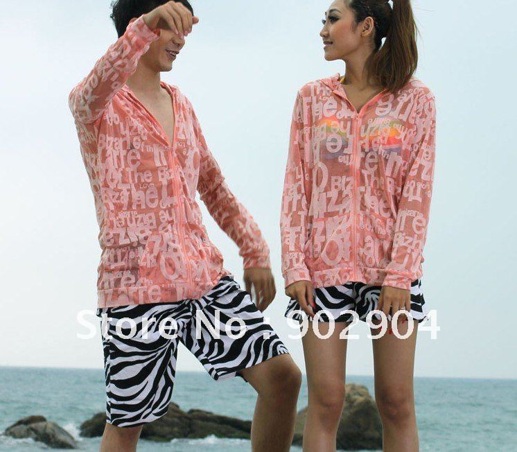 Free shipping 100% polyester beach pants, beach shorts for couple, two pcs a set, one for man and one for woman 20sets/L
