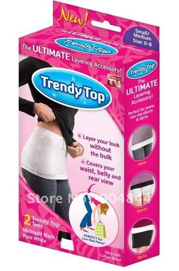 Free shipping 100pcs/lot=50boxes  Trendy top tees 2 tops per pack /Trendy Top Layering Tee As Seen on TV