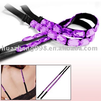 Free shipping 100pcs/lot Adjustable Shoulder Bra Strap w Rhinestone Purple