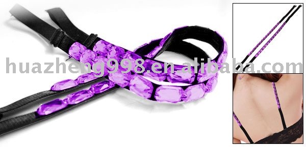 Free shipping 100pcs/lot  Adjustable Shoulder Bra Strap w Rhinestone Purple