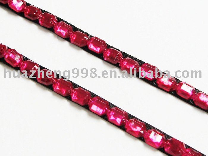 Free shipping 100pcs/lot  Black Elastic Large Fuchsia Stones Bra Straps