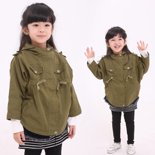 Free shipping 108 2013 female child belt batwing sleeve plus cotton trench