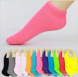 Free Shipping 10pairs Candy Colors 100% Cotton Womens Fashion Low Cut Ankle Crew Slipper Socks more than 10 color