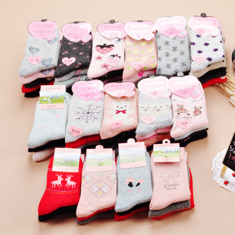 Free Shipping 10Pairs/lot Autumn And Winter Thickening Rabbit Wool Cashmere 100% Cotton Socks