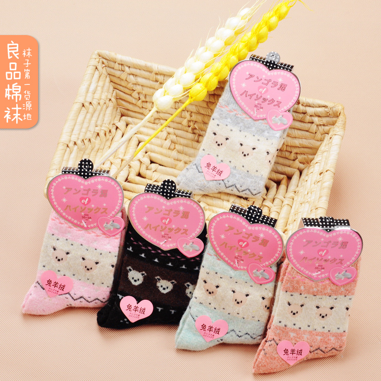 Free Shipping 10Pairs/lot Autumn And Winter Thickening Thermal Rabbit Wool Cashmere 100% Cotton Socks