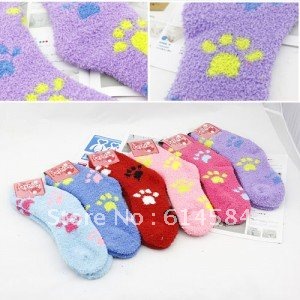 Free shipping,10pairs/lot,casual socks thicken plush candy color cat claw terry socks female socks,wholesale Y-S02