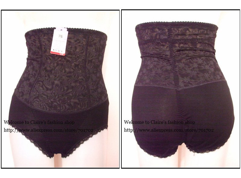 Free shipping 10pcs High waist Firm shaper Plus size Big stretching Lace Floral Taist Tummy control GirdleBriefs Tight shapers