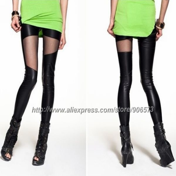 Free shipping 10pcs/lot 2012 fashion new contrast style matt imitation leather leggings , lady legging , fashion legging