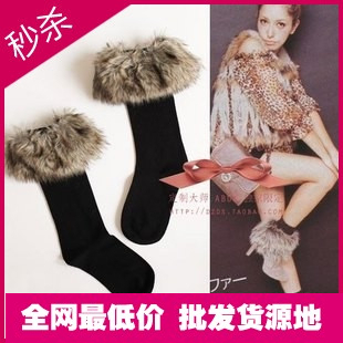 Free Shipping! 10pcs/lot 6108 vivi long socks fur socks roll up hem autumn and winter sock knee-high socks sock0008