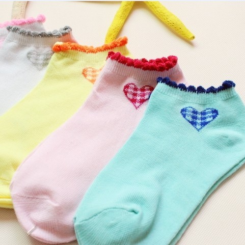 Free Shipping! 10pcs/lot A072 socks candy color lace decoration love socks women's sock slippers