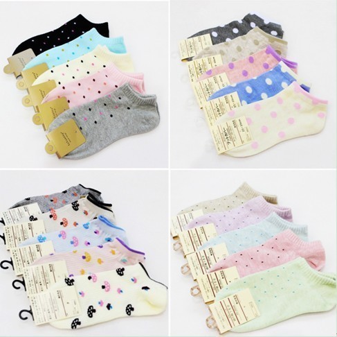 Free Shipping! 10pcs/lot A077 socks dot mushroom laciness candy color 100% cotton women's sock slippers