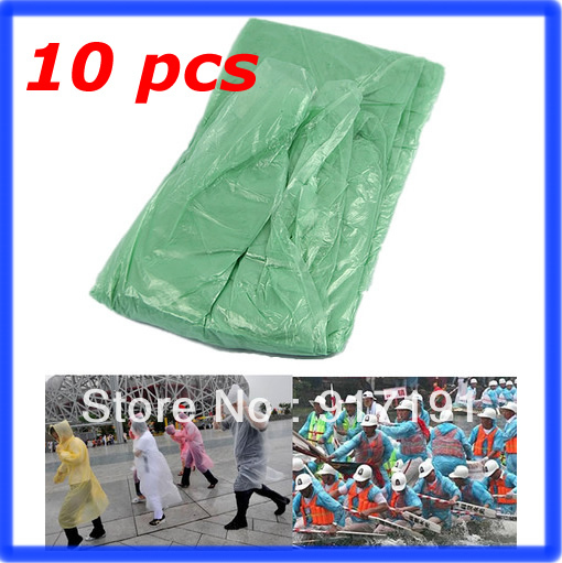 Free Shipping 10pcs/lot Disposable Emergency Raincoat Camping Hood Poncho Camping Travel Hiking Tour