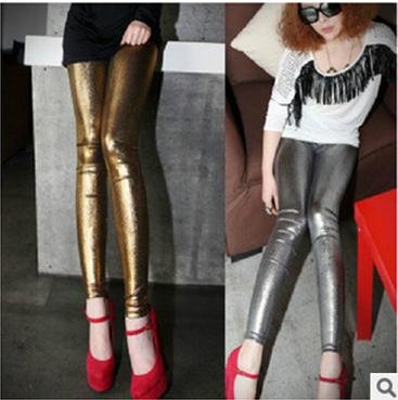 Free shipping!10pcs/lot fashion Europe/America style gloss imitation leather women leggings/Capri pants,High Elasticity