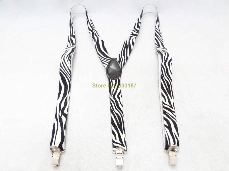 Free Shipping 10PCS/LOT Fashion Y-back Zebra Print Men/Women Suspender Braces,2.5CM*100CM