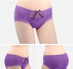 free shipping! 10pcs/lot modal sexy lace women's middle waist panties briefs
